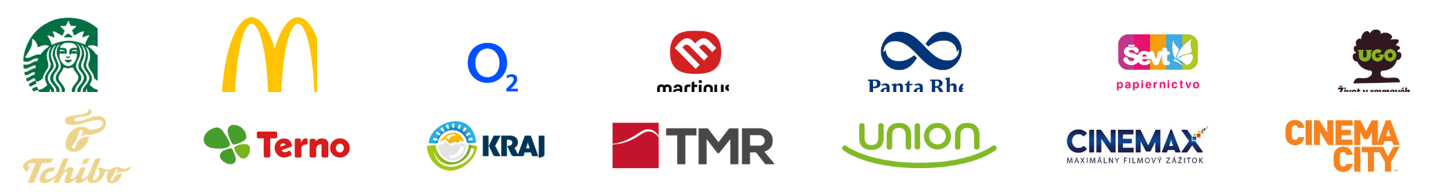 Partneri: Starbucks, McDonald's, O2, Martinus, Panta Rhei, Sevt, UGO, Tchibo, Terno, KRAJ, TMR, Union, Cinemax, Cinema City